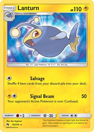 Lanturn  - Reverse Holofoil SM  Lost Thunder - Rare