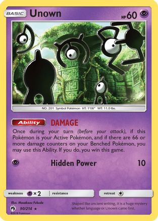 Unown (90) 090  - Reverse Holofoil SM  Lost Thunder - Rare