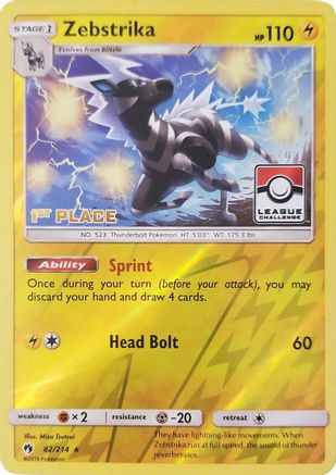 Zebstrika - 82/214 (League Challenge) [1st Place]/214  - Reverse Holofoil League & Championship Cards - Promo