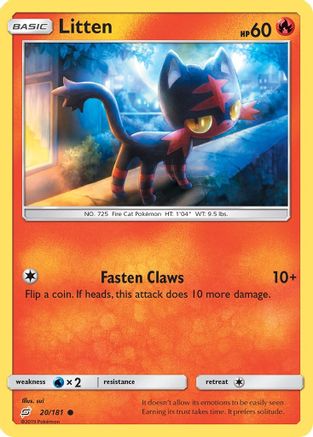 Litten 020  - Reverse Holofoil SM  Team Up - Common