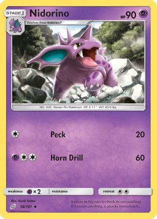 Nidorino 058  - Reverse Holofoil SM  Team Up - Uncommon