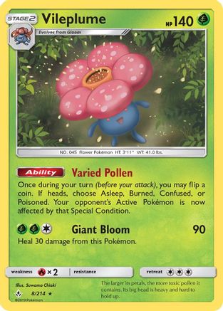 Vileplume 008  - Holofoil SM  Unbroken Bonds - Holo Rare