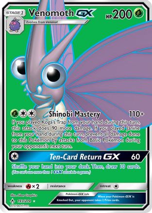 Venomoth GX (Full Art)  - Holofoil SM  Unbroken Bonds - Ultra Rare