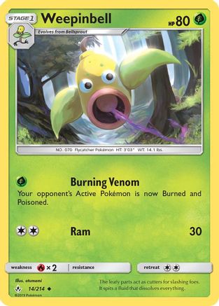 Weepinbell/214  - Reverse Holofoil SM  Unbroken Bonds - Uncommon