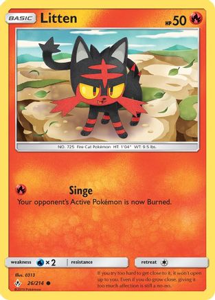 Litten (26) 026/214  - Reverse Holofoil SM  Unbroken Bonds - Common