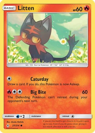 Litten (27) 027  - Reverse Holofoil SM  Unbroken Bonds - Common