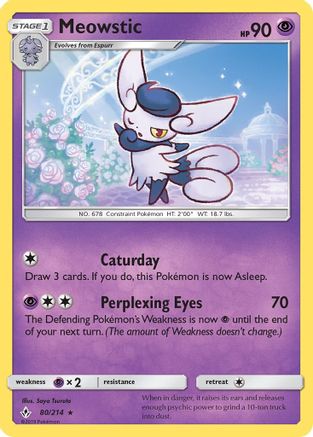 Meowstic 080  - Reverse Holofoil SM  Unbroken Bonds - Rare