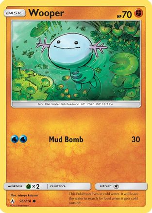 Wooper 096  - Reverse Holofoil SM  Unbroken Bonds - Common