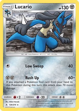 Lucario 126  - Reverse Holofoil SM  Unbroken Bonds - Holo Rare