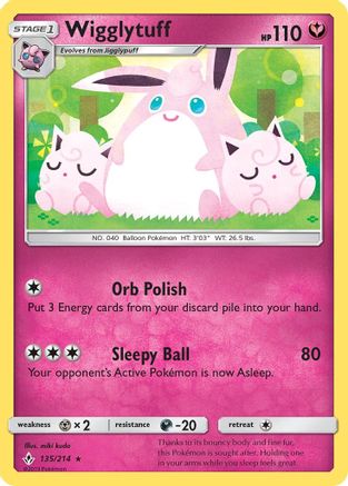 Wigglytuff 135  - Reverse Holofoil SM  Unbroken Bonds - Rare