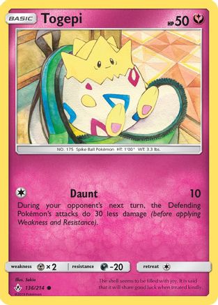 Togepi 136  - Reverse Holofoil SM  Unbroken Bonds - Common