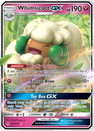 Whimsicott GX 140  - Holofoil SM  Unbroken Bonds - Ultra Rare