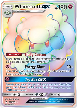 Whimsicott GX (Secret)  - Holofoil SM  Unbroken Bonds - Secret Rare