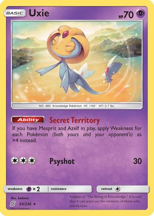 Uxie/236  - Holofoil SM  Unified Minds - Holo Rare