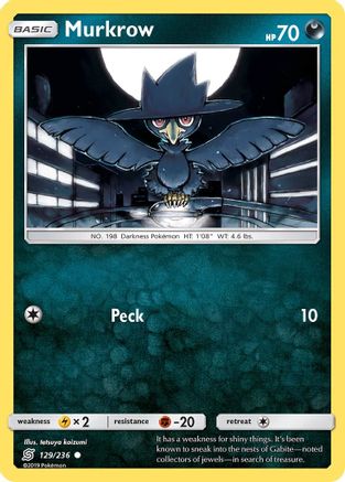 Murkrow (129) 129/236  - Reverse Holofoil SM  Unified Minds - Common