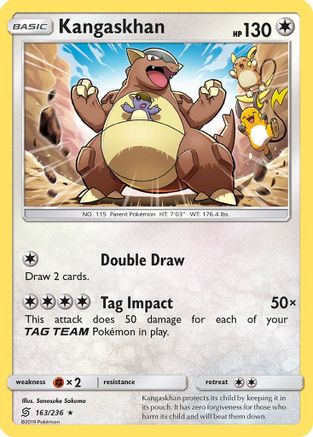 Kangaskhan 163  - Reverse Holofoil SM  Unified Minds - Holo Rare