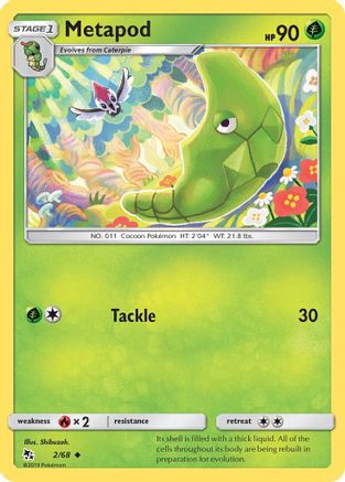 Metapod 002  - Reverse Holofoil Hidden Fates - Uncommon