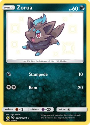 Zorua SV25/SV94  - Holofoil Hidden Fates Shiny Vault - Shiny Holo Rare