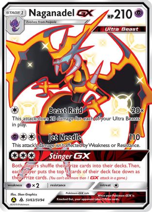 Naganadel GX SV63  - Holofoil Hidden Fates Shiny Vault - Shiny Holo Rare