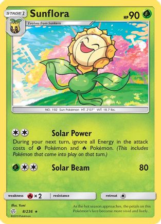 Sunflora 008  - Reverse Holofoil SM  Cosmic Eclipse - Rare