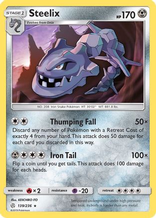 Steelix 139  - Holofoil SM  Cosmic Eclipse - Holo Rare