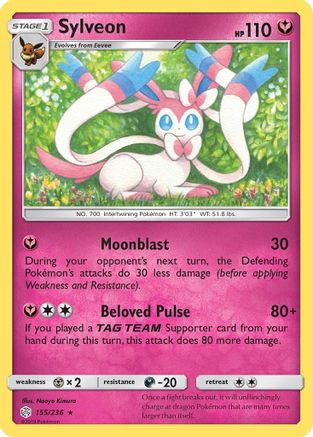 Sylveon 155  - Reverse Holofoil SM  Cosmic Eclipse - Rare