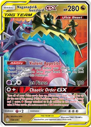 Naganadel & Guzzlord GX 158  - Holofoil SM  Cosmic Eclipse - Ultra Rare