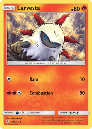 Larvesta 034/236  - Reverse Holofoil SM  Cosmic Eclipse - Uncommon