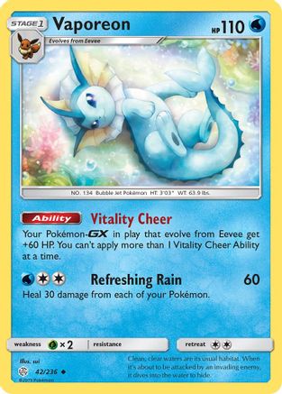 Vaporeon 042  SM  Cosmic Eclipse - Uncommon