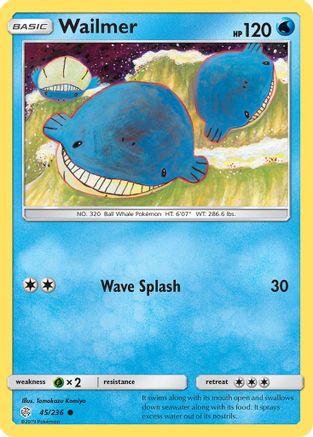 Wailmer 045  - Reverse Holofoil SM  Cosmic Eclipse - Common