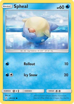Spheal 049/236  - Reverse Holofoil SM  Cosmic Eclipse - Common