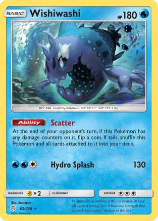 Wishiwashi 062  - Reverse Holofoil SM  Cosmic Eclipse - Holo Rare