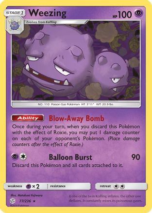 Weezing 077  - Reverse Holofoil SM  Cosmic Eclipse - Rare