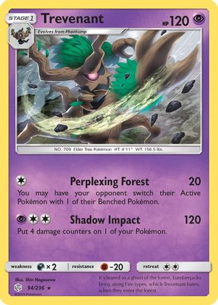 Trevenant  - Reverse Holofoil SM  Cosmic Eclipse - Rare