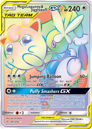 Mega Lopunny & Jigglypuff GX (Secret)  - Holofoil SM  Cosmic Eclipse - Secret Rare