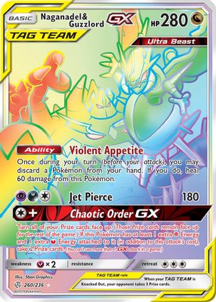 Naganadel & Guzzlord GX (Secret)  - Holofoil SM  Cosmic Eclipse - Secret Rare