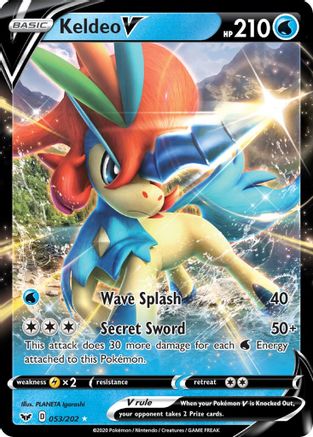 Keldeo V 053  - Holofoil SWSH01 Sword & Shield Base Set - Ultra Rare