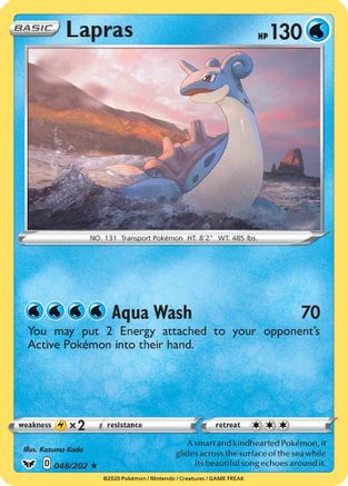 Lapras 048  - Reverse Holofoil SWSH01 Sword & Shield Base Set - Rare