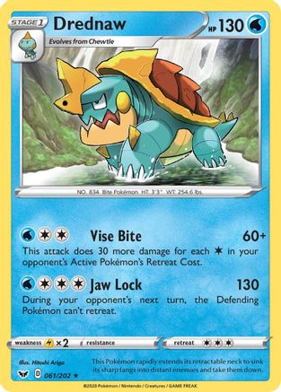 Drednaw 061  - Reverse Holofoil SWSH01 Sword & Shield Base Set - Rare
