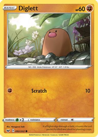 Diglett 092  SWSH01 Sword & Shield Base Set - Common