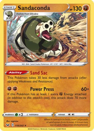 Sandaconda (110) 110  - Reverse Holofoil SWSH01 Sword & Shield Base Set - Holo Rare
