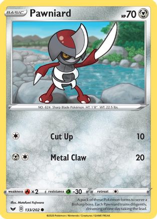 Pawniard 133  - Reverse Holofoil SWSH01 Sword & Shield Base Set - Common