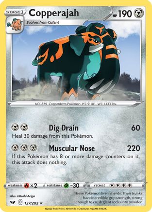 Copperajah 137  - Reverse Holofoil SWSH01 Sword & Shield Base Set - Holo Rare