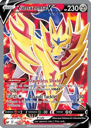 Zamazenta V (Full Art) 196  - Holofoil SWSH01 Sword & Shield Base Set - Ultra Rare