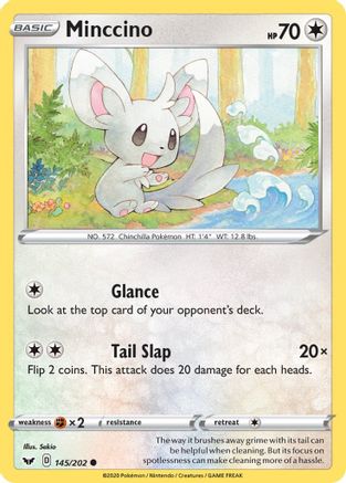 Minccino (145) 145  - Reverse Holofoil SWSH01 Sword & Shield Base Set - Common