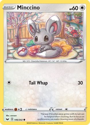Minccino (146) 146  - Reverse Holofoil SWSH01 Sword & Shield Base Set - Common