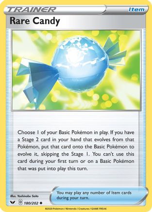 Rare Candy 180  - Reverse Holofoil SWSH01 Sword & Shield Base Set - Uncommon