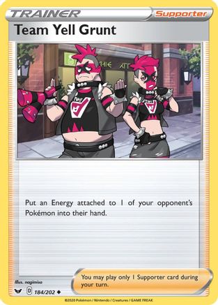 Team Yell Grunt 184  - Reverse Holofoil SWSH01 Sword & Shield Base Set - Uncommon