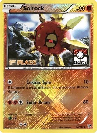 Solrock - 64/146 (Pokemon League) [1st Place]/146  - Reverse Holofoil League & Championship Cards - Promo