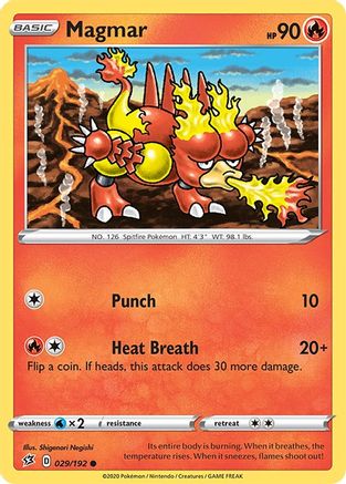 Magmar 029  - Reverse Holofoil SWSH02 Rebel Clash - Common